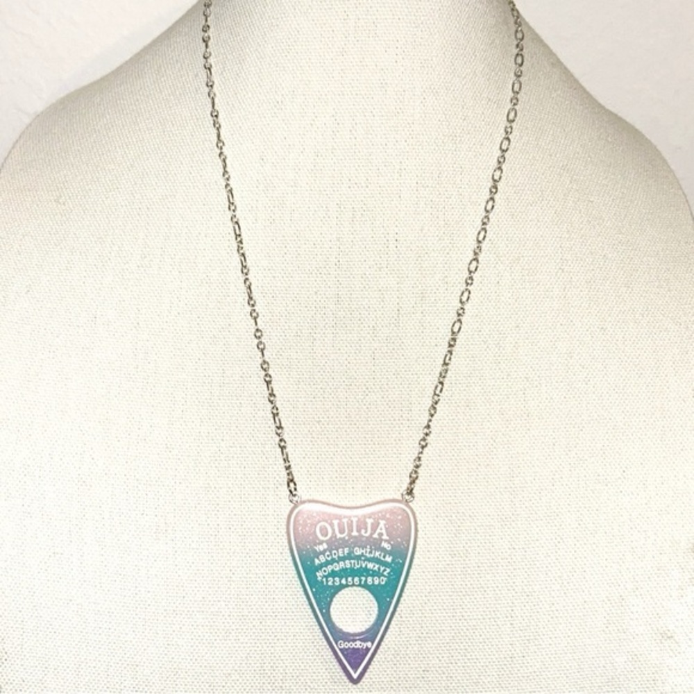 Silver, Purple, and Blue Ouija Planchette Necklace